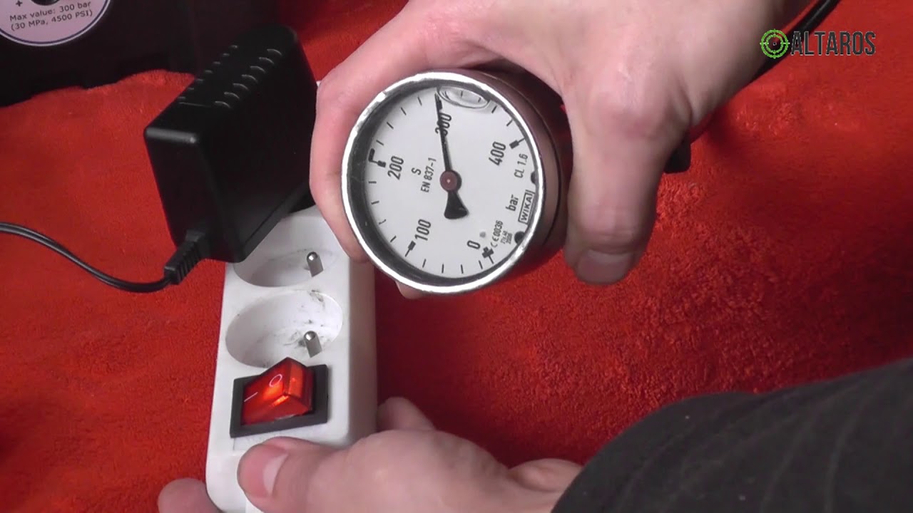 Altaros compressor- how to set the output pressure for shutdown