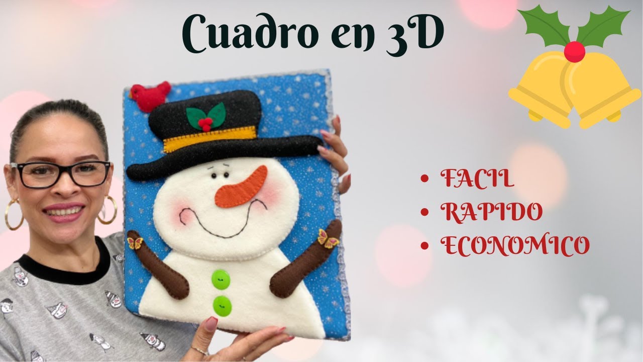 Como Hacer un cuadro en 3D con muñeco de nieve facil y rapido con moldes
