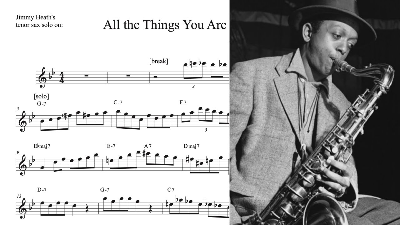 Jimmy Heath's tenor sax solo TRANSCRIPTION on 'All the Things You Are' (Bb)