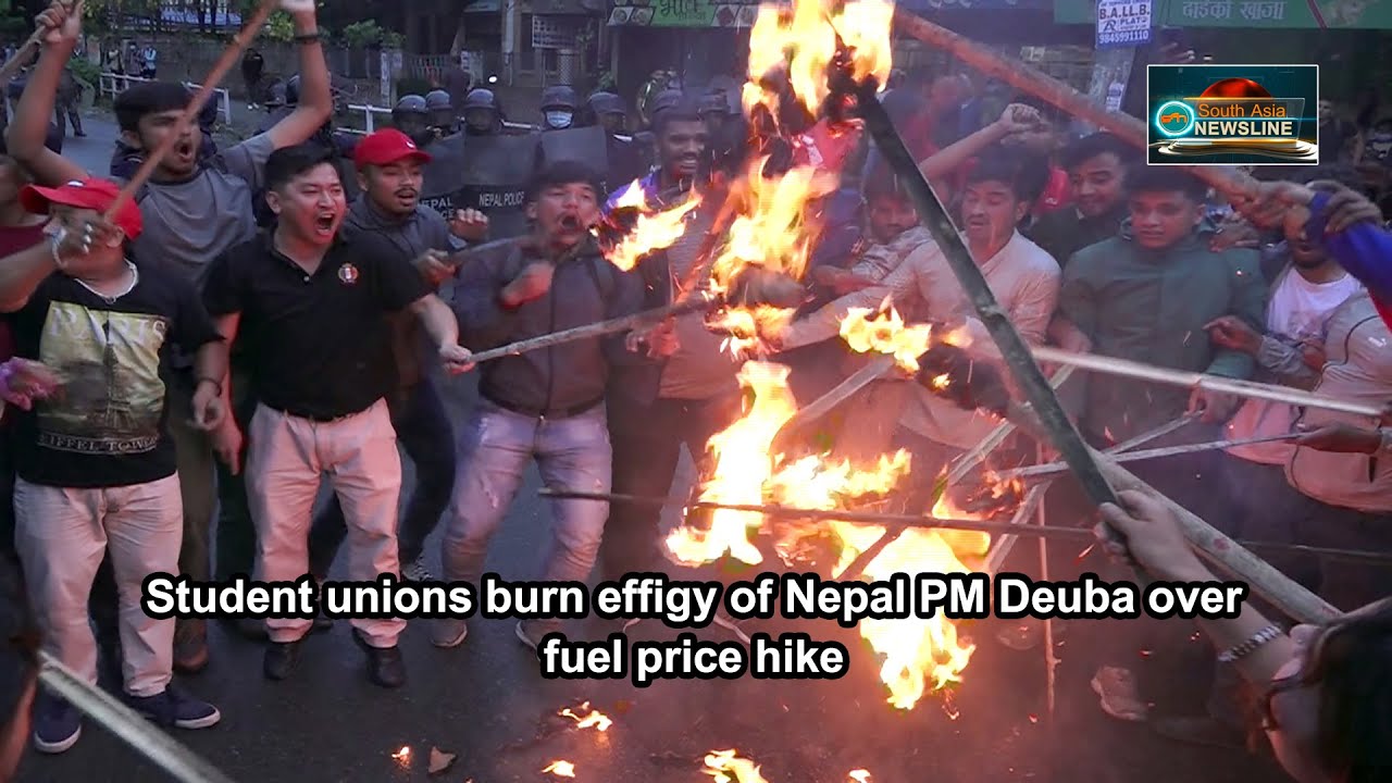 Student unions burn effigy of Nepal PM Deuba over fuel price hike