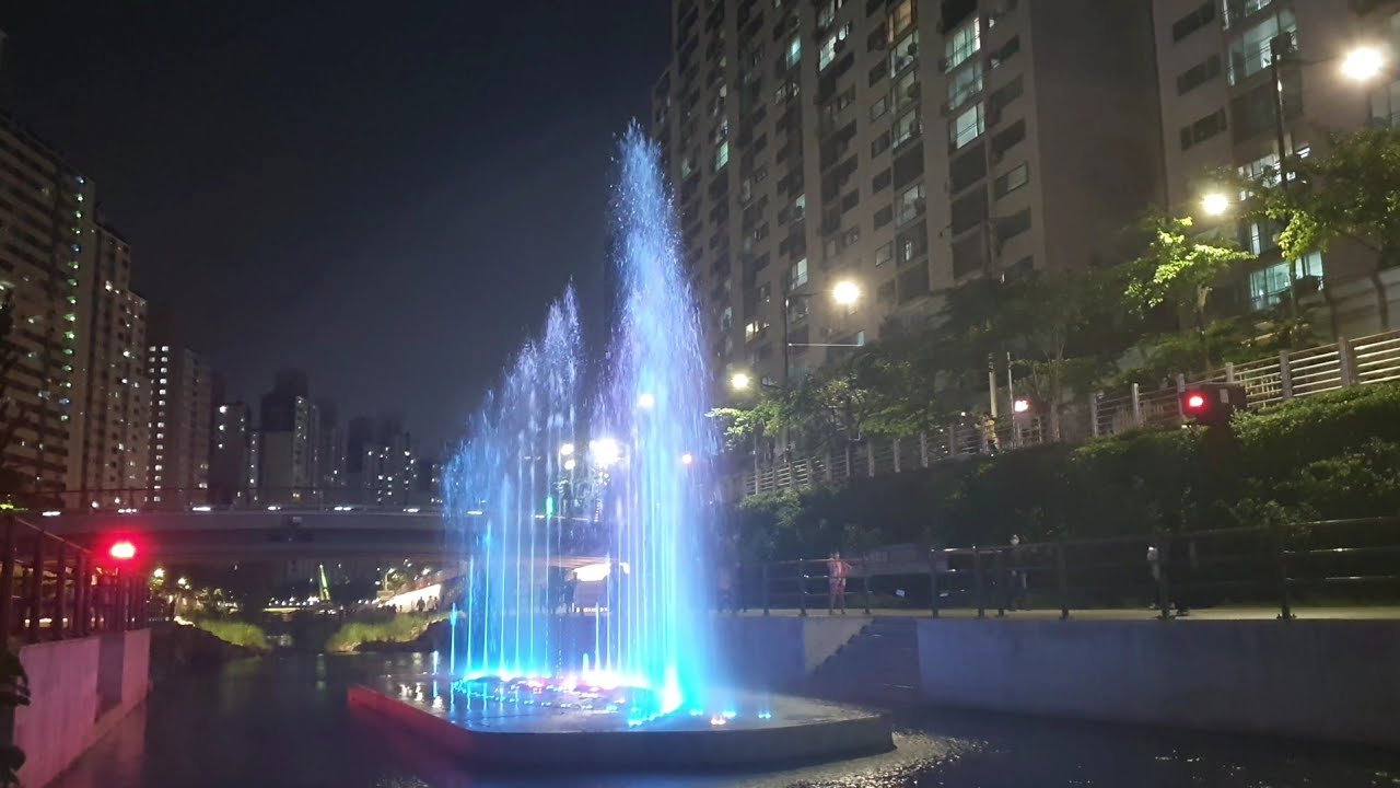 노원구 당현천 음악분수 야간 분수대 물소리