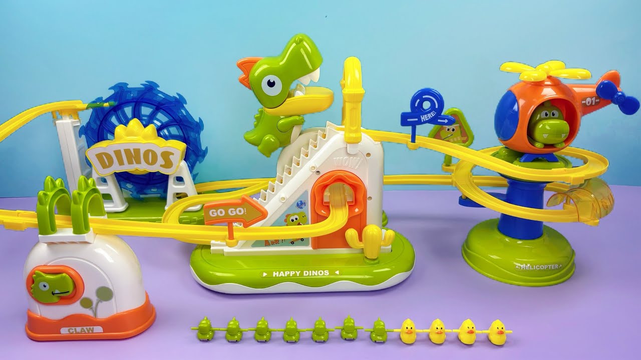 7-Minute Satisfactory Dinosaur Roller Coaster Track Toy ASMR | Toy Review