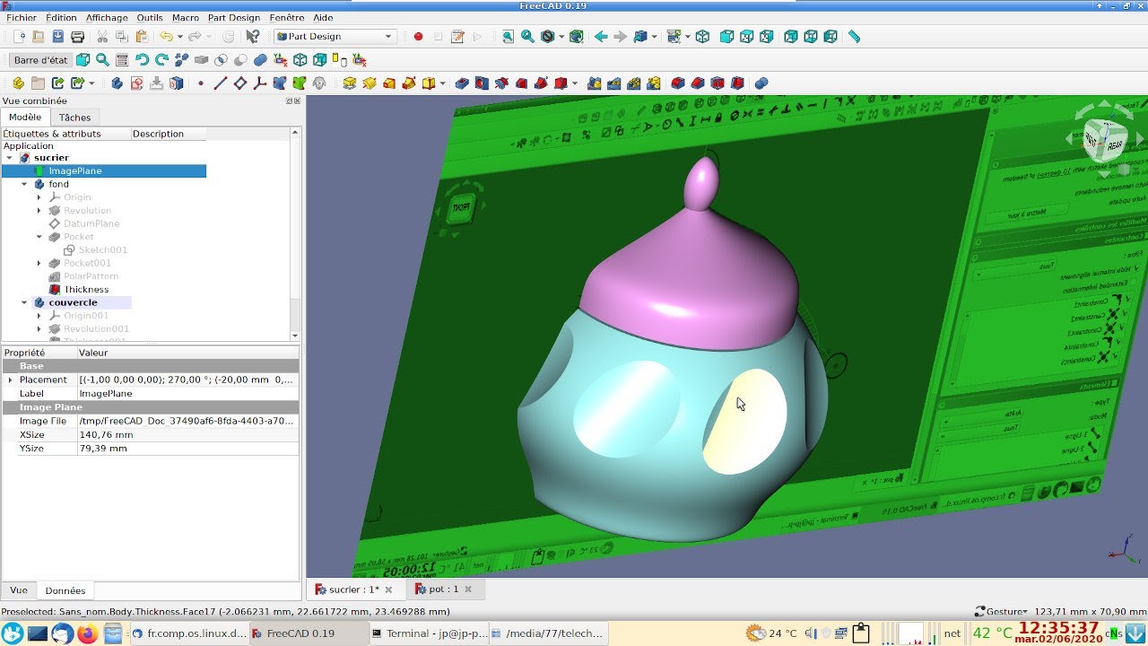 FreeCAD 0.19 : sucrier avec B-splines