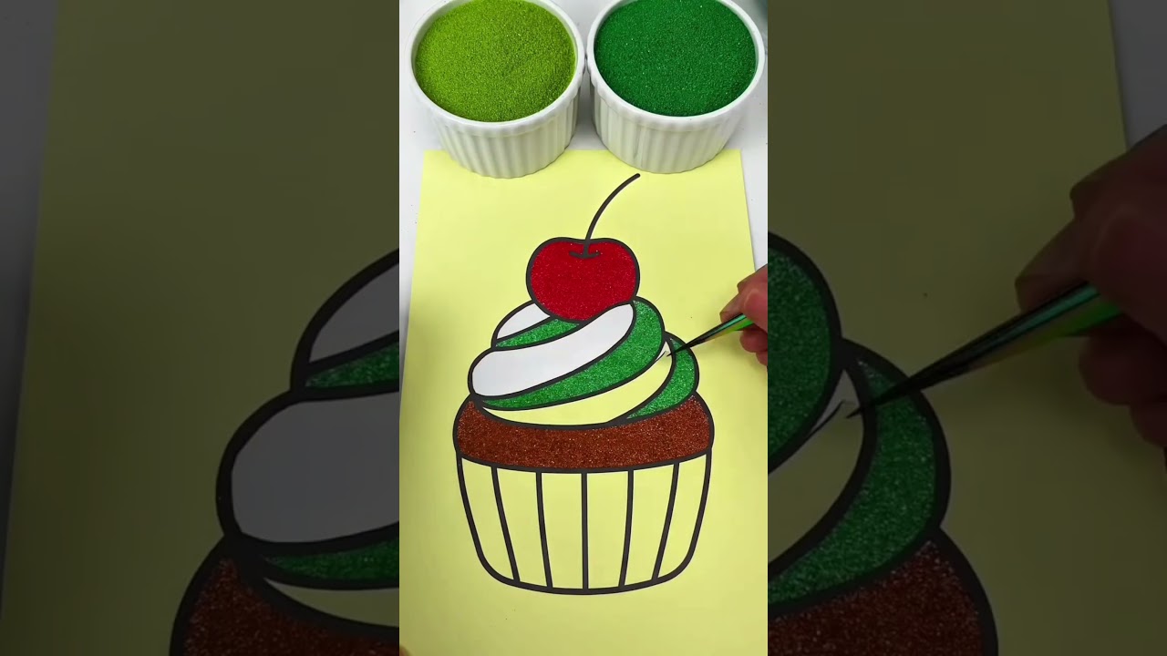 Cupcake Sand Art 🍰 | Satisfying Coloring with Colored Sand