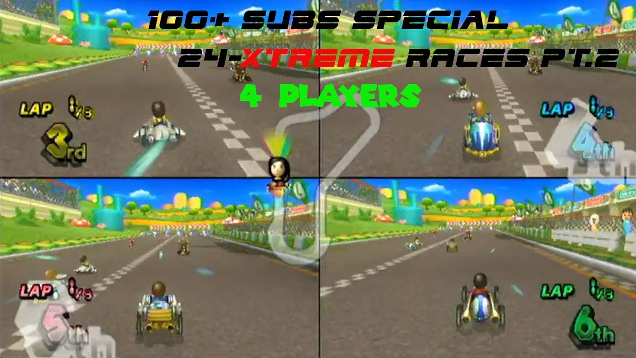 Mario Kart Wii (4 Players) Gamenight/100+ Sub Special!/The Miis Get Behind the Wheel! Pt.2