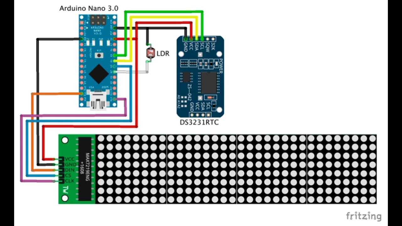 Max7912 led matrix connection with Arduino nano and DS3231 RTC @easytechzones