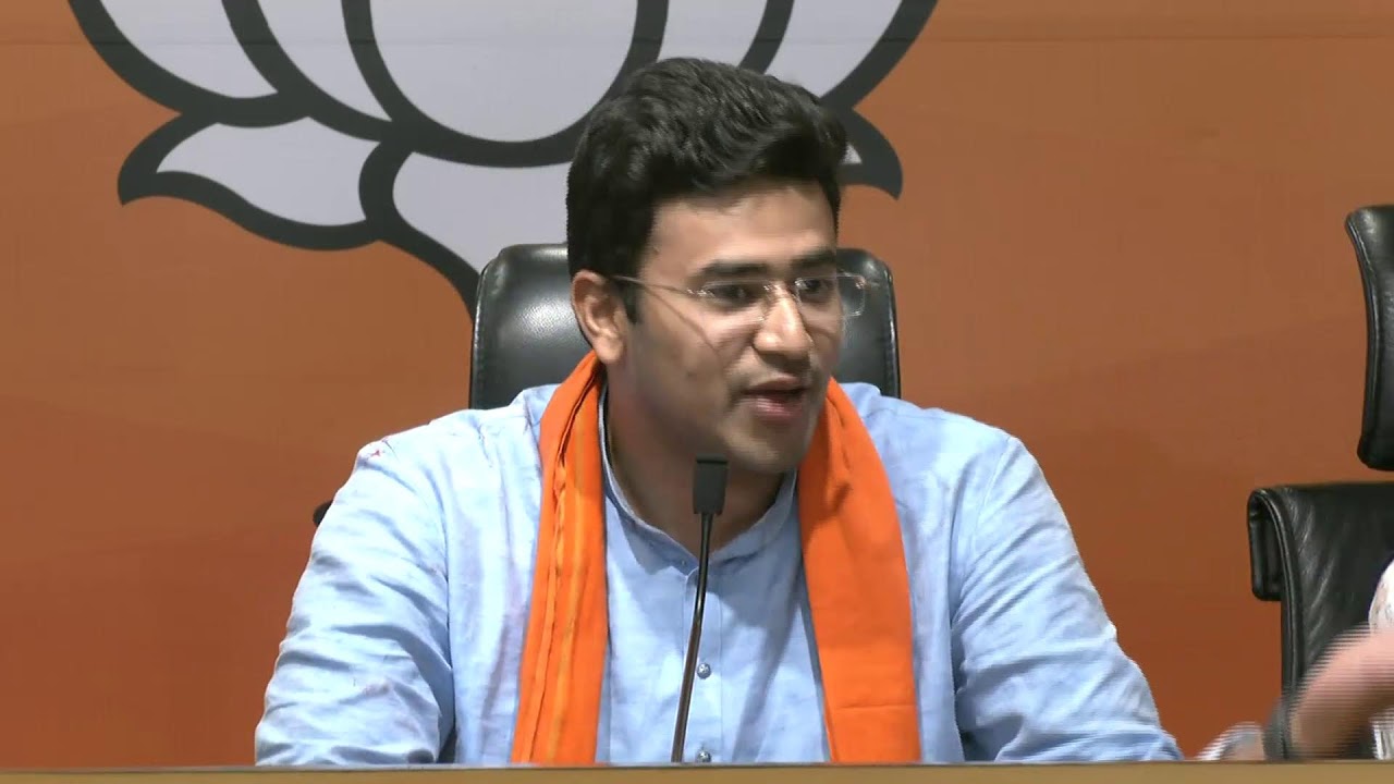 Press Conference by BJYM National President Shri Tejasvi Surya at BJP HQ