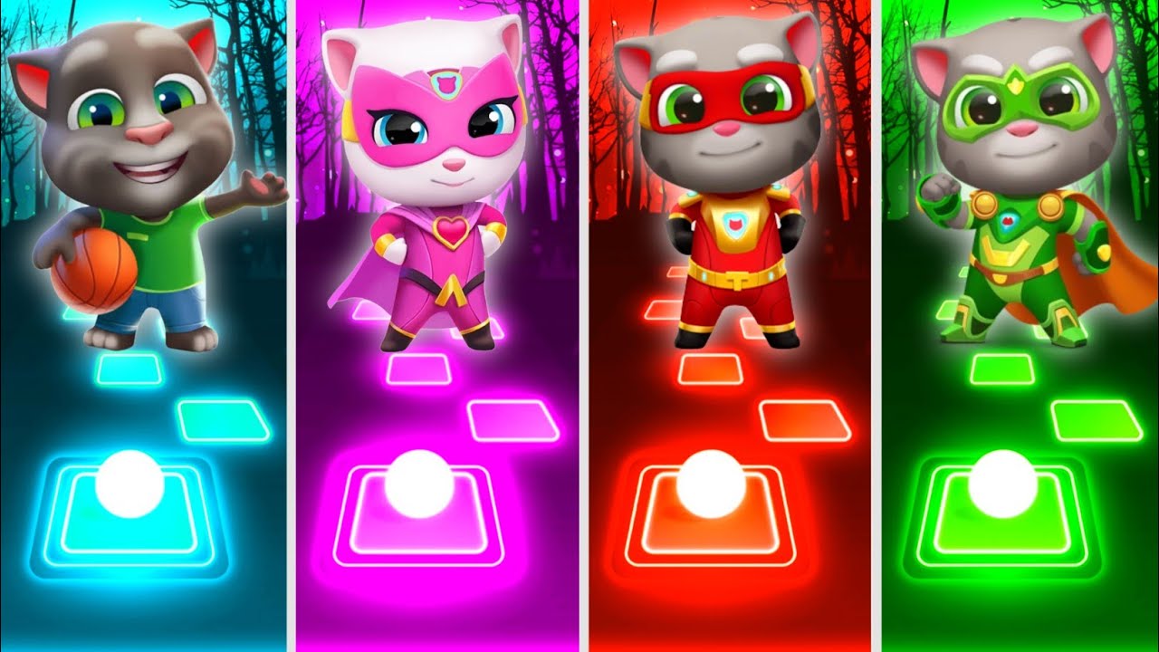 Talking Tom Superheroes X Neon Tiles Hop | Epic EDM Rush