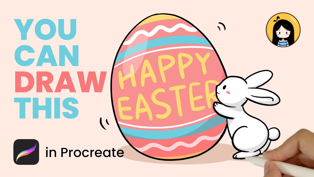 How to Draw a Cute Easter Egg and Easter Bunny in Procreate | Easy Tutorial for Beginners