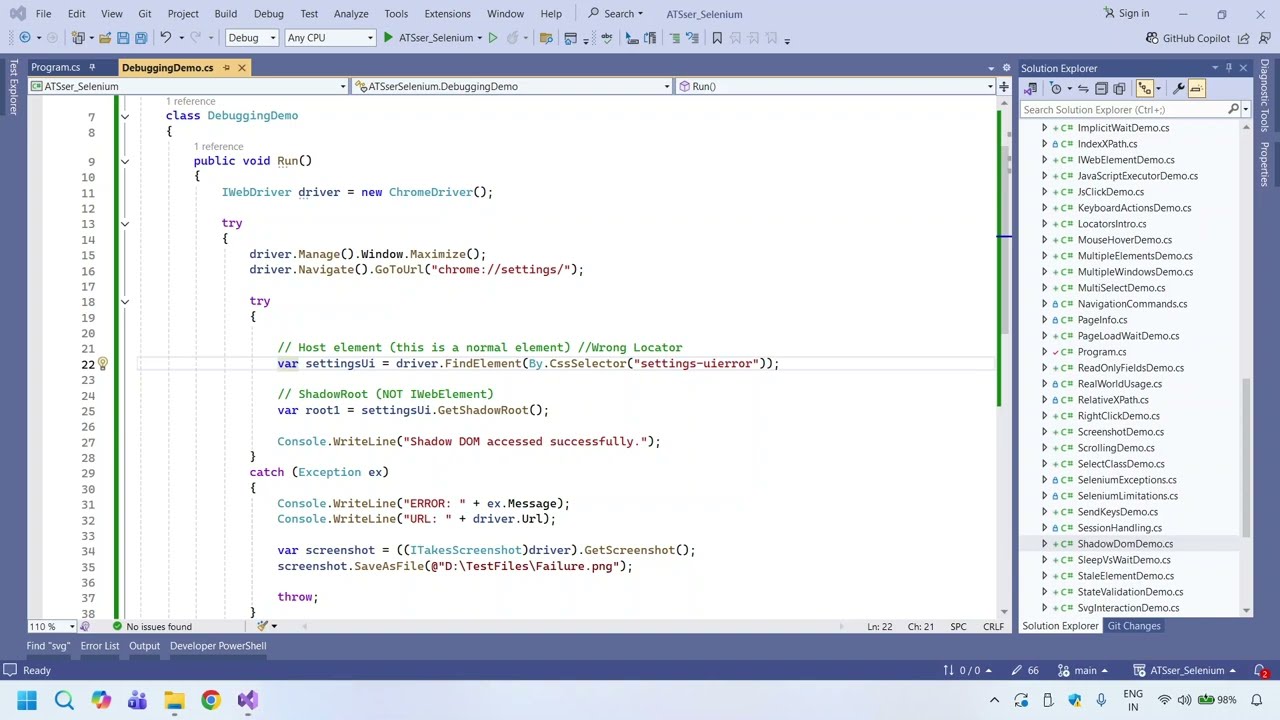 Debugging in Selenium | Capture Error Logs and Screenshot on Failure
