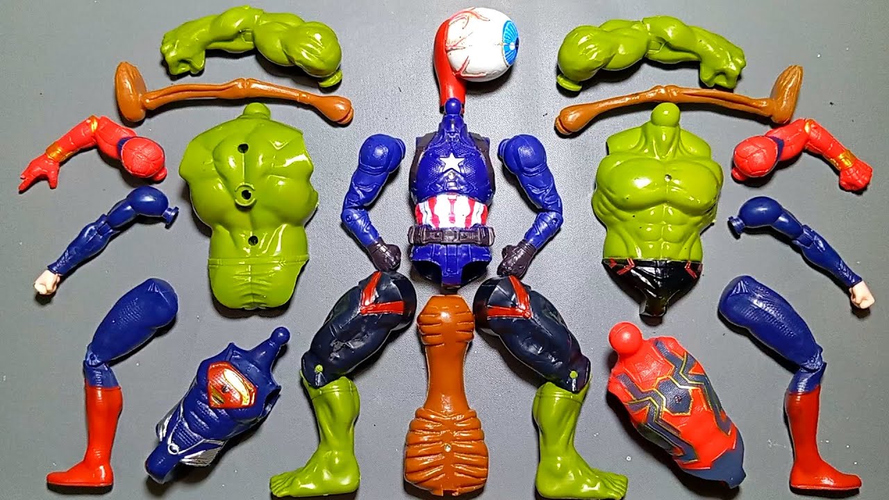 Игрушки Мстителей: Человек-паук Marvel, Халк Смаш, Сиреноголовый, Капитан Америка, Супермен.
