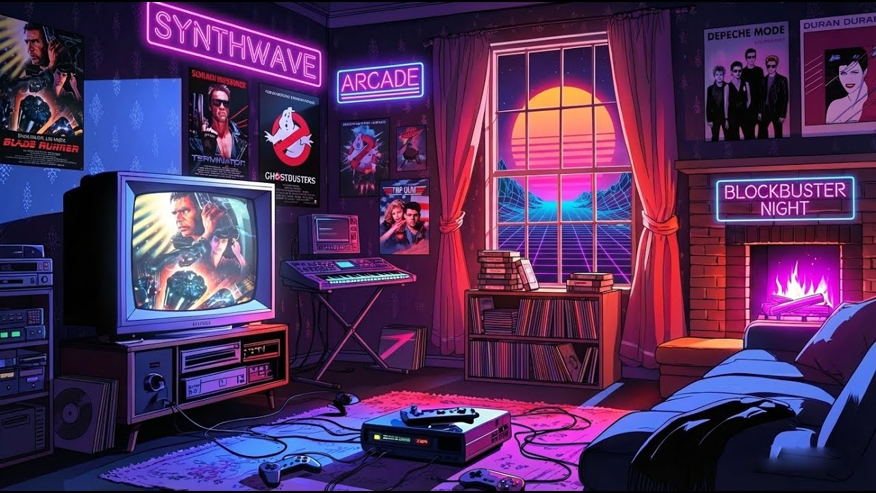 Retro Blockbuster Movie Night 📀 Synthwave • Retrowave • 80s Synthpop Holiday Mix