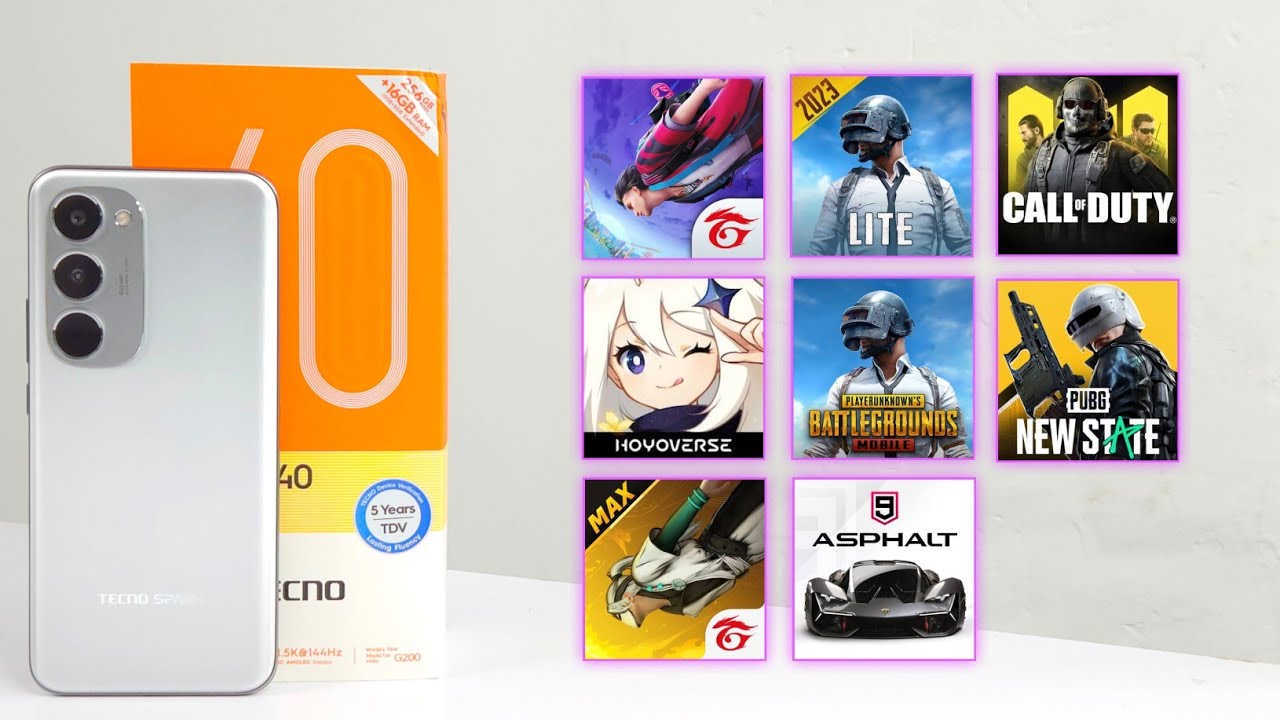 Tecno SPARK 40 PRO Plus 8+ Games Test - PUBG/FreeFire/New State/Genshin/Call Of Duty/Asphalt 