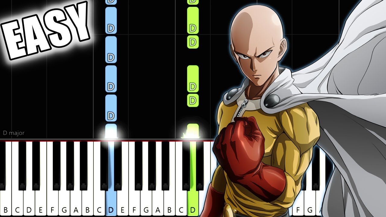 THE HERO!! - One Punch Man OP - SLOW EASY Piano Tutorial [animelovemen]