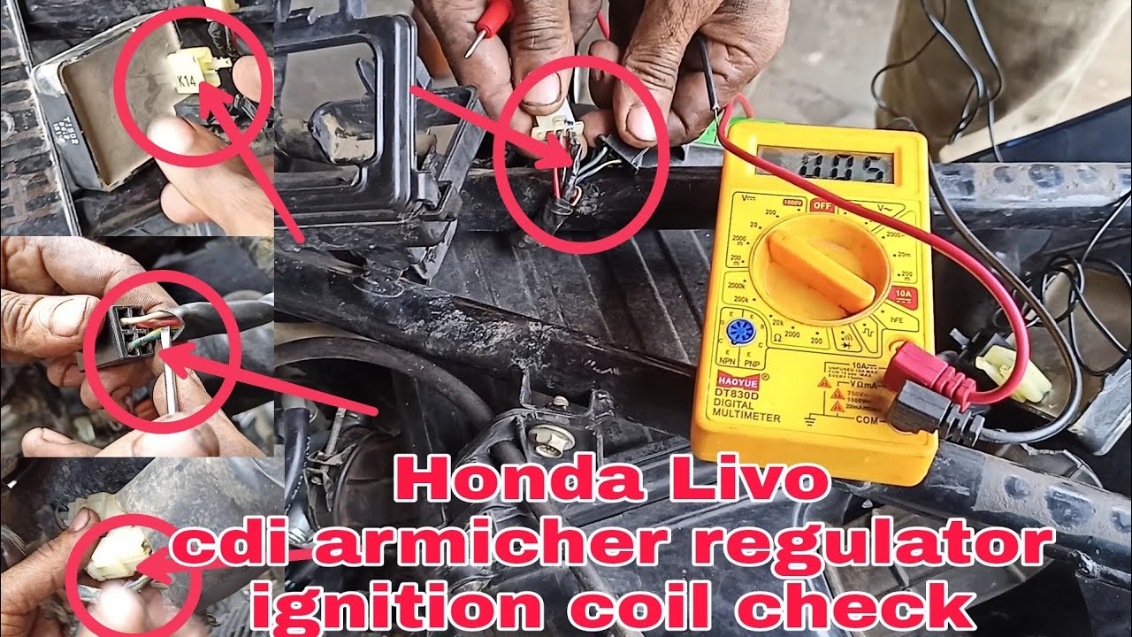 Honda livo Cdi armicher regulator ignition coil check होंडा लिवो आर्मिचर रेगुलेटर इग्निशन कायल चेक