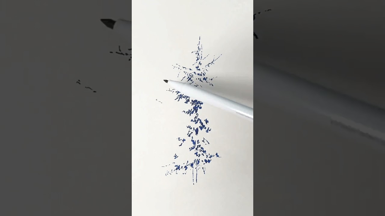 Fountain Pen Drawing | How to Draw a Pine Tree Step by Step  #art #painting #drawing