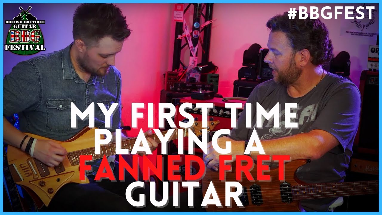 My First Time Playing a Fanned Fret Guitar - CMG Guitars & SBC Guitars #BBGFEST
