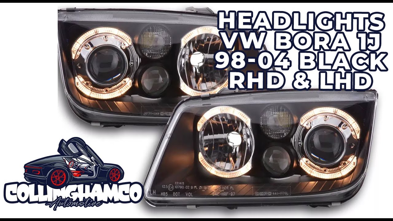 FK LED DRL Angel Eye Halo Headlights VW Bora 1J 98-04 black RHD & LHD #bora #headlights #vw