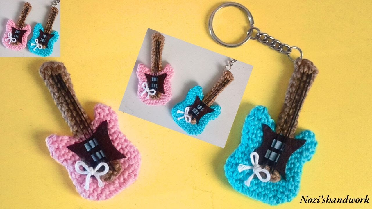 How to make Crochet Guitar Keychains🎸Easy and Quick to Follow -[ Eng Sub ]#crochet #crochettutorials