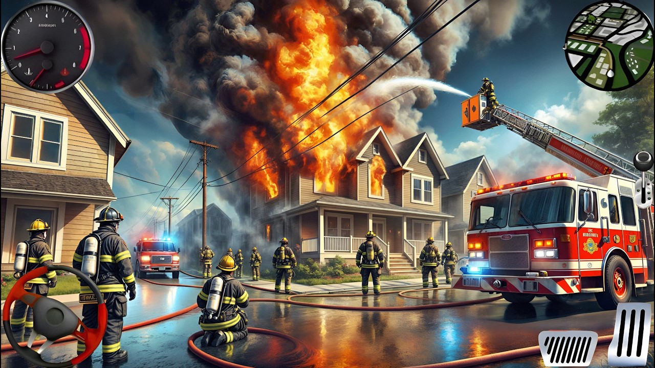 Fire Truck City Rescue Simulator - 911 US Emergency Fire Truck Driving 3D 2025 - Android Gameplay