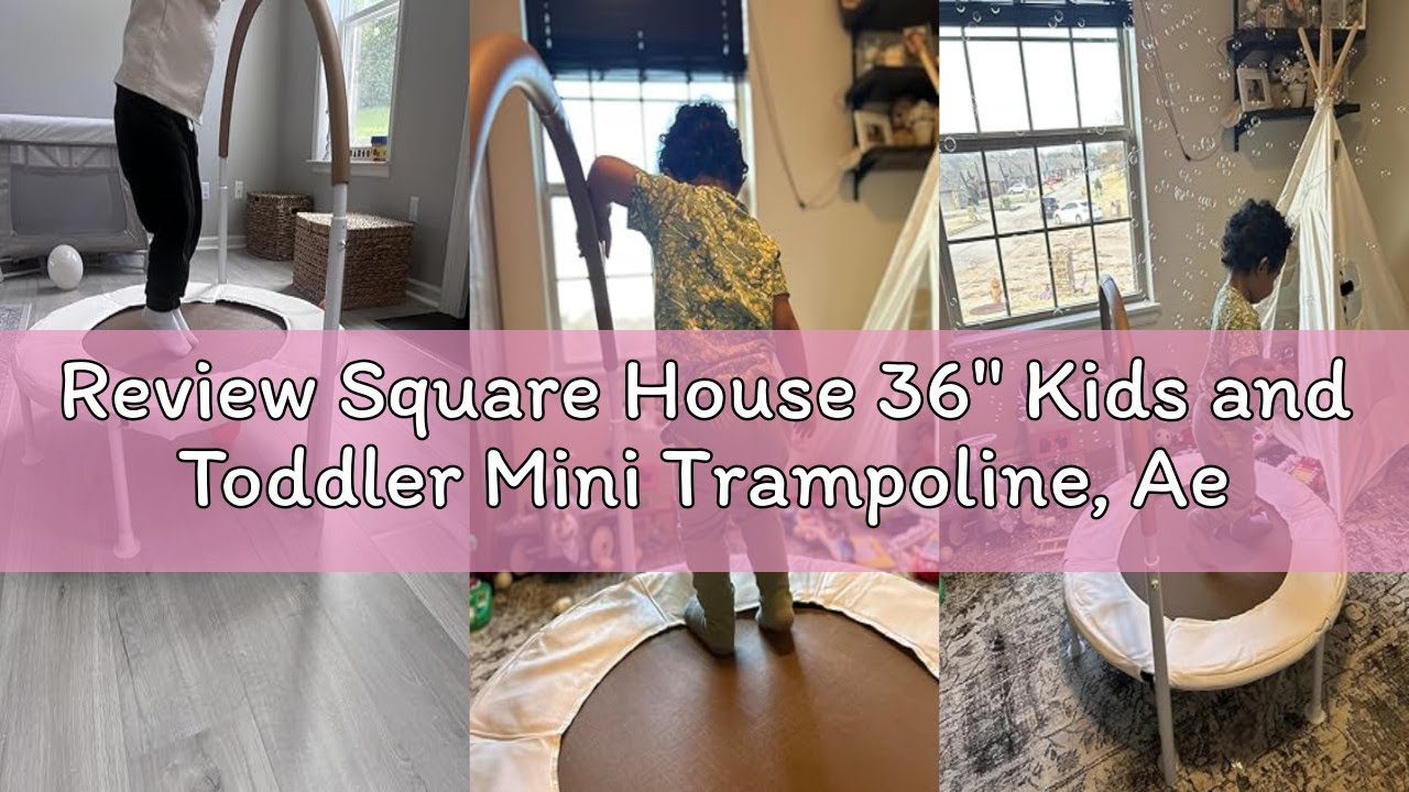 Review Square House 36" Kids and Toddler Mini Trampoline, Aesthetic Indoor and Outdoor Small Baby Tr