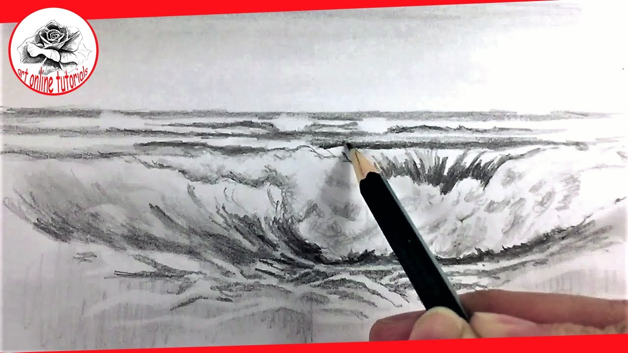 How to Draw Sea Waves with Pencil Drawing Techniques