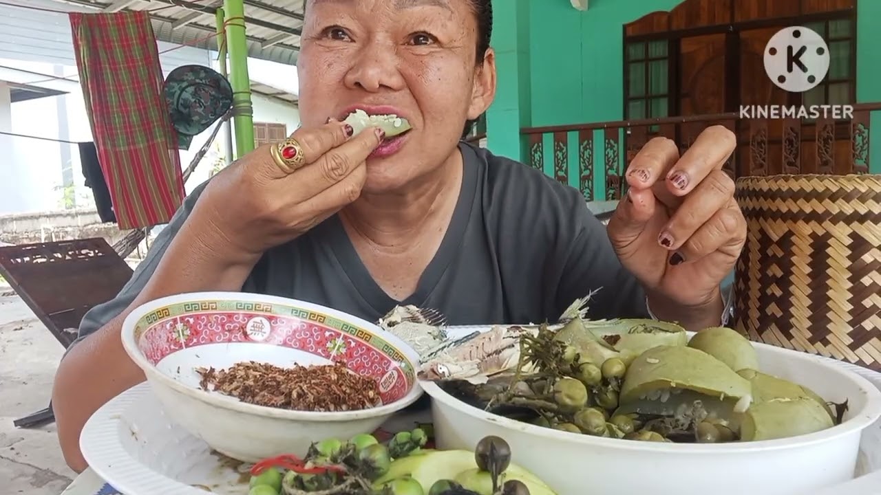 อร่อยมากตำขิงกับต้มผักนึ่งปลาทูแชบเวอร์
