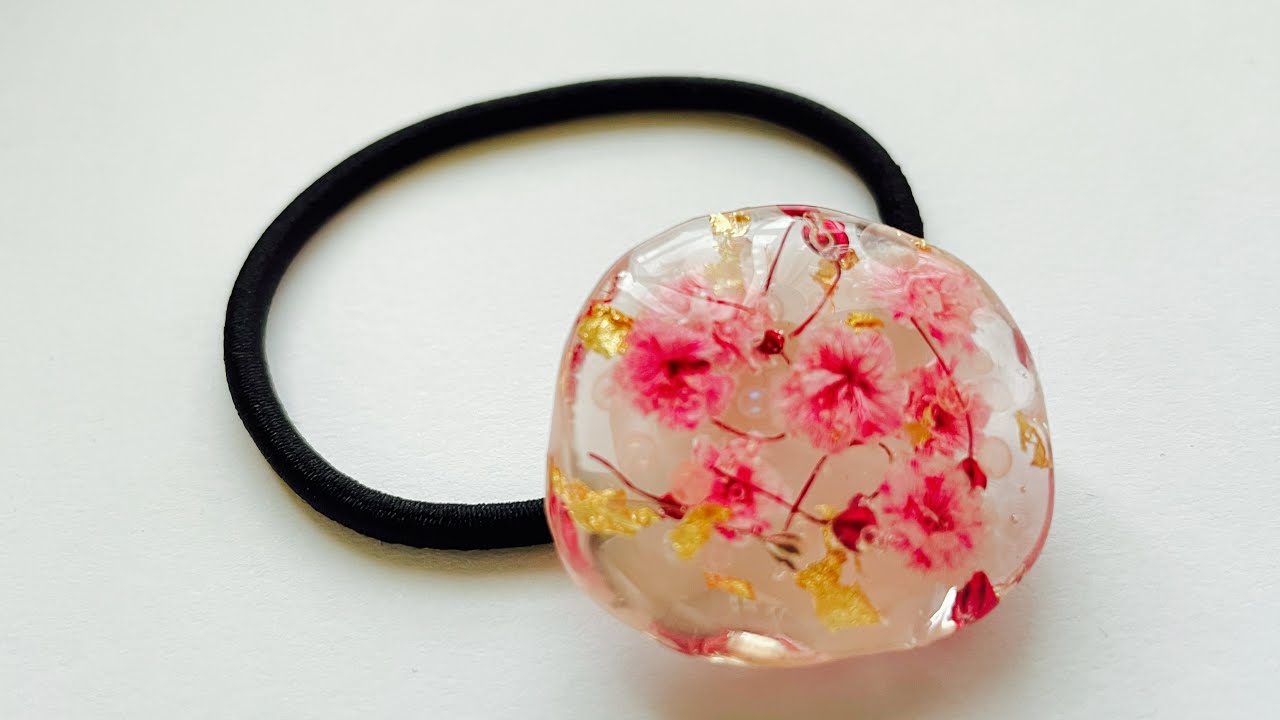 【レジン/Resin】パーツクラブのモールドでドライフラワー入りヘアゴム作り ハンドメイド ヘアアクセサリー DIY