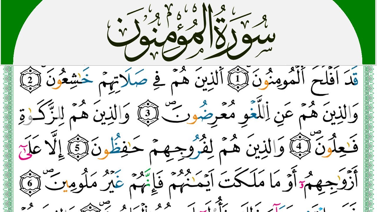 سورة المؤمنون مكتوبة محمد سايد Surah Al Moamenon  برواية ورش عن نافع من طريق الازرق