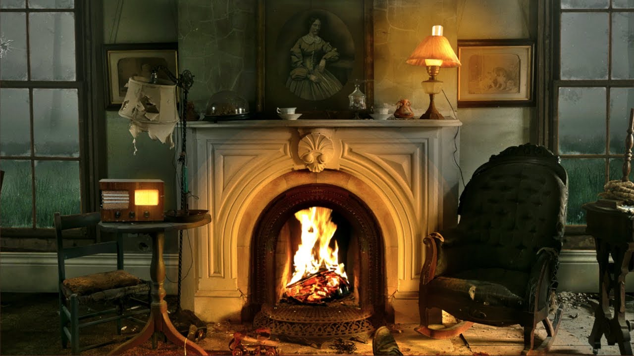 Creepy Abandoned House 4k - Murder Scene - Fireplace Ambience Scary ASMR - Haunted House 3hrs