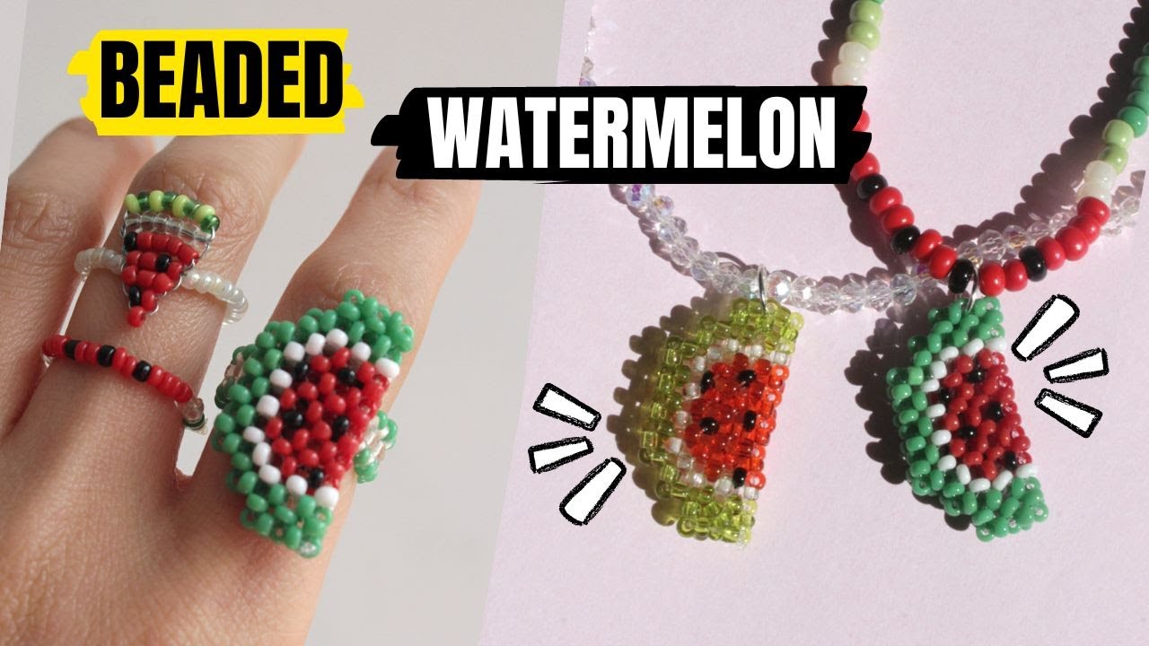 Cómo hacer una Sandia con Mostacillas  🍉 🍉  | Accesorios Aesthetic