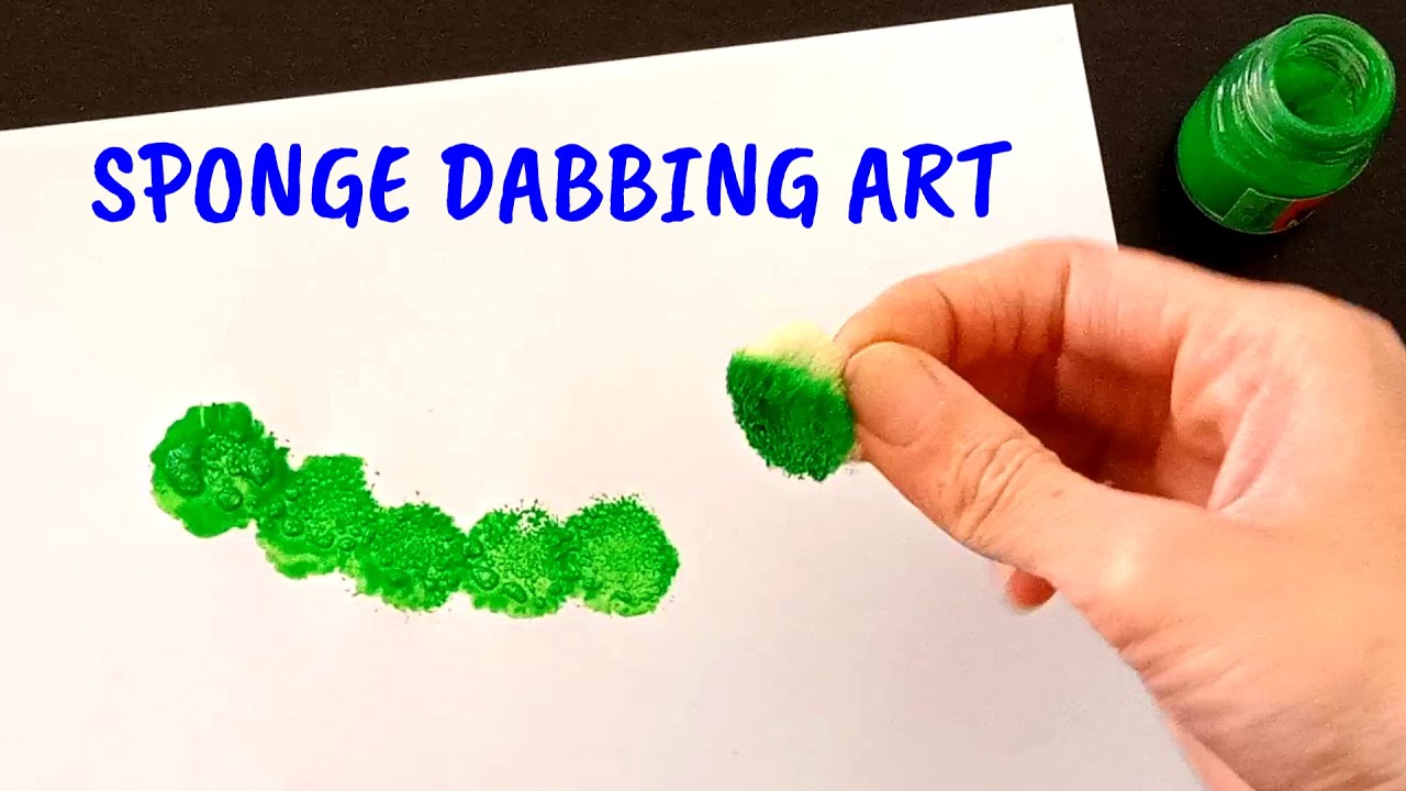 Sponge dabbing art / Sponge dabbing / Caterpillar drawing easy 🐛/ Painting technique