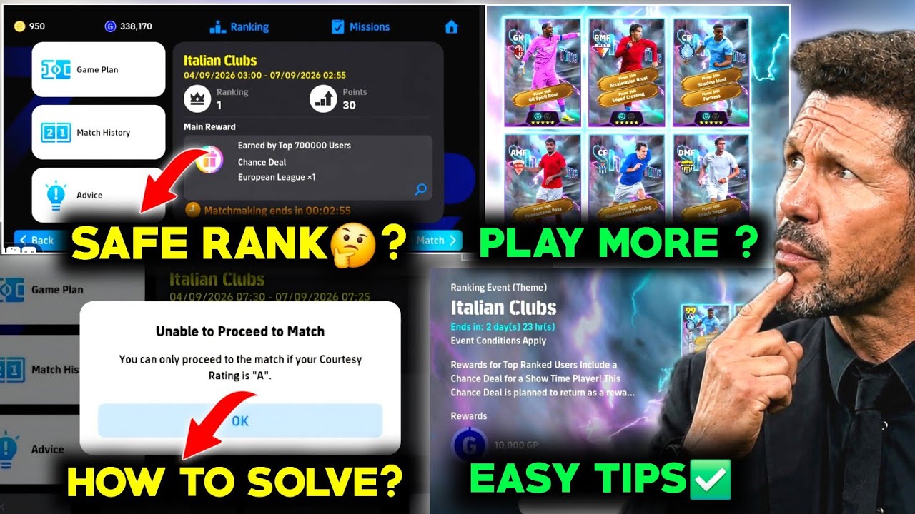 eFootball: Safe rank tips in free Showtime event? | Courtesy rating issue? | Easy tips & tricks