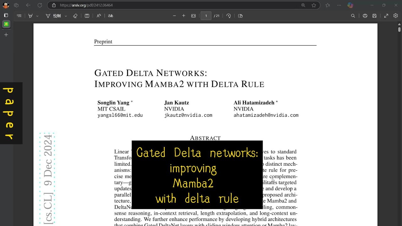 Gated Delta Networks: Improving Mamba2 with Delta Rule