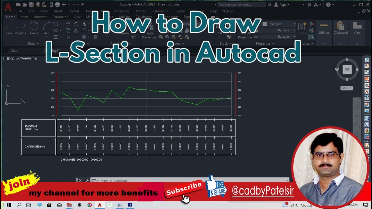 How to Draw L Section in AutoCAD/ How to plot LONG SECTION of road in AutoCAD by EXCEL@cadbypatelsir