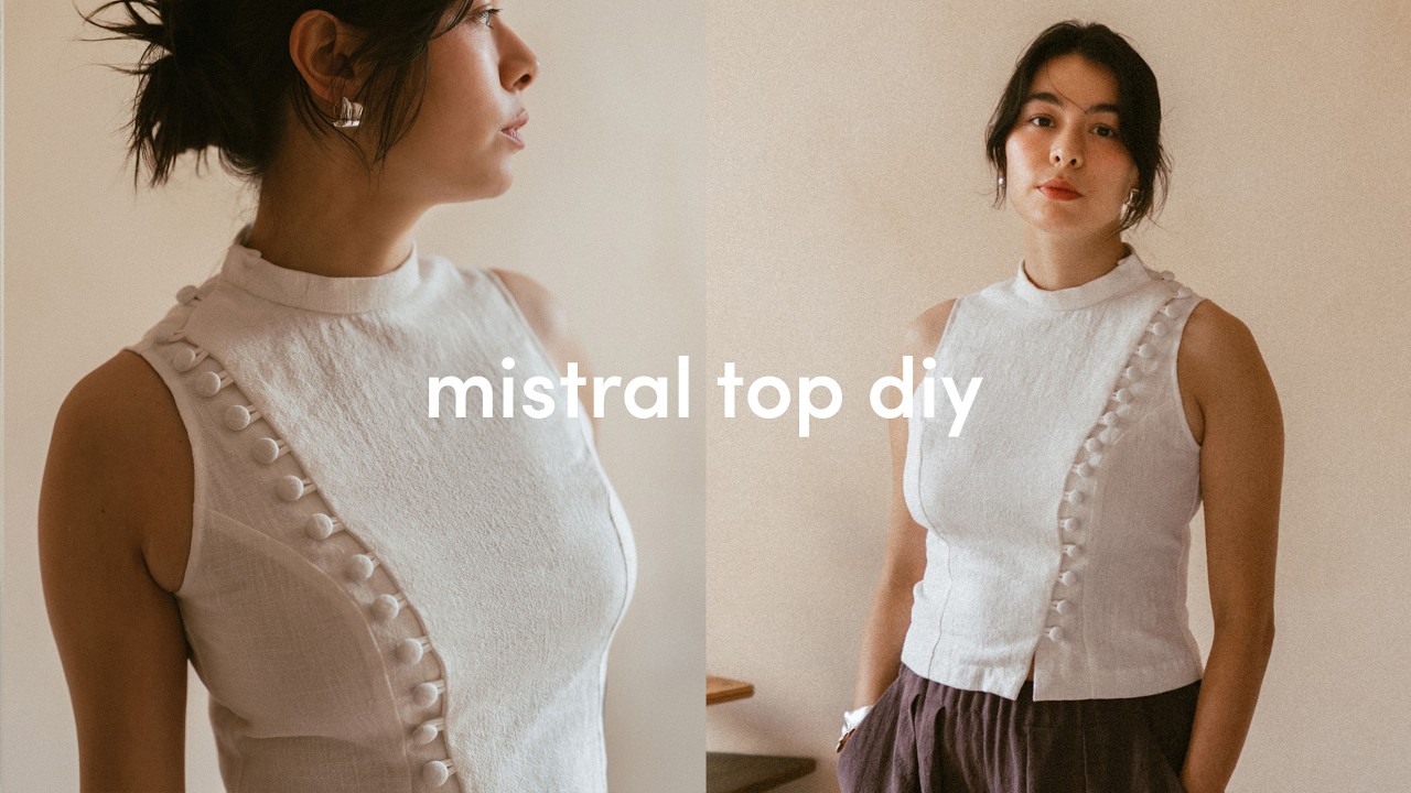 Asymmetric Summer Japandi Mistral Top DIY  | How to sew a cute button up summer top