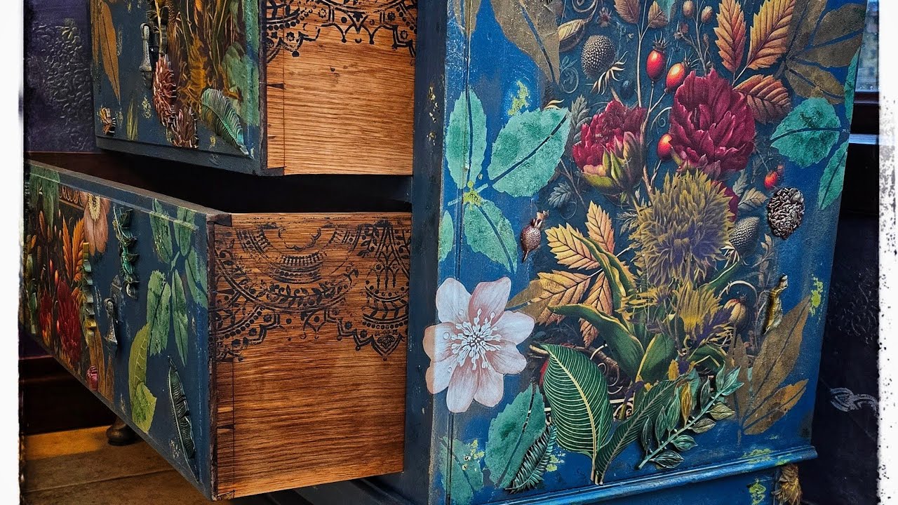Colourful bohemian chest of drawers,  furniture art, furniture upcycling