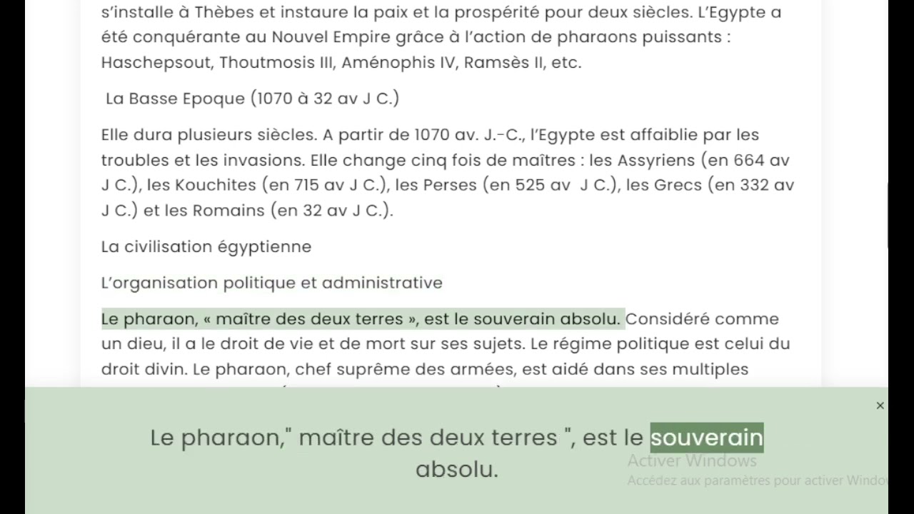 la civilisation égyptienne