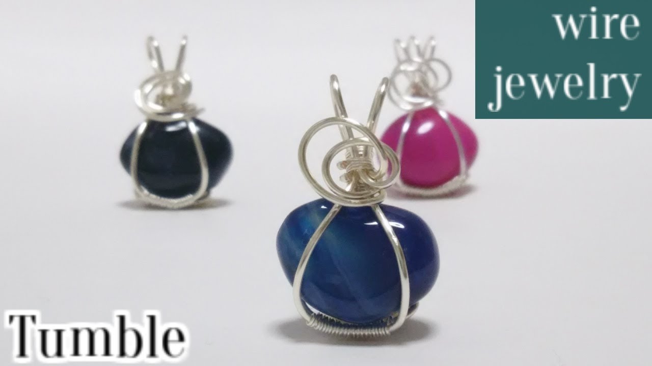＃80ワイヤーラップペンダント・穴なしタンブル   wire jewelry  Tumble