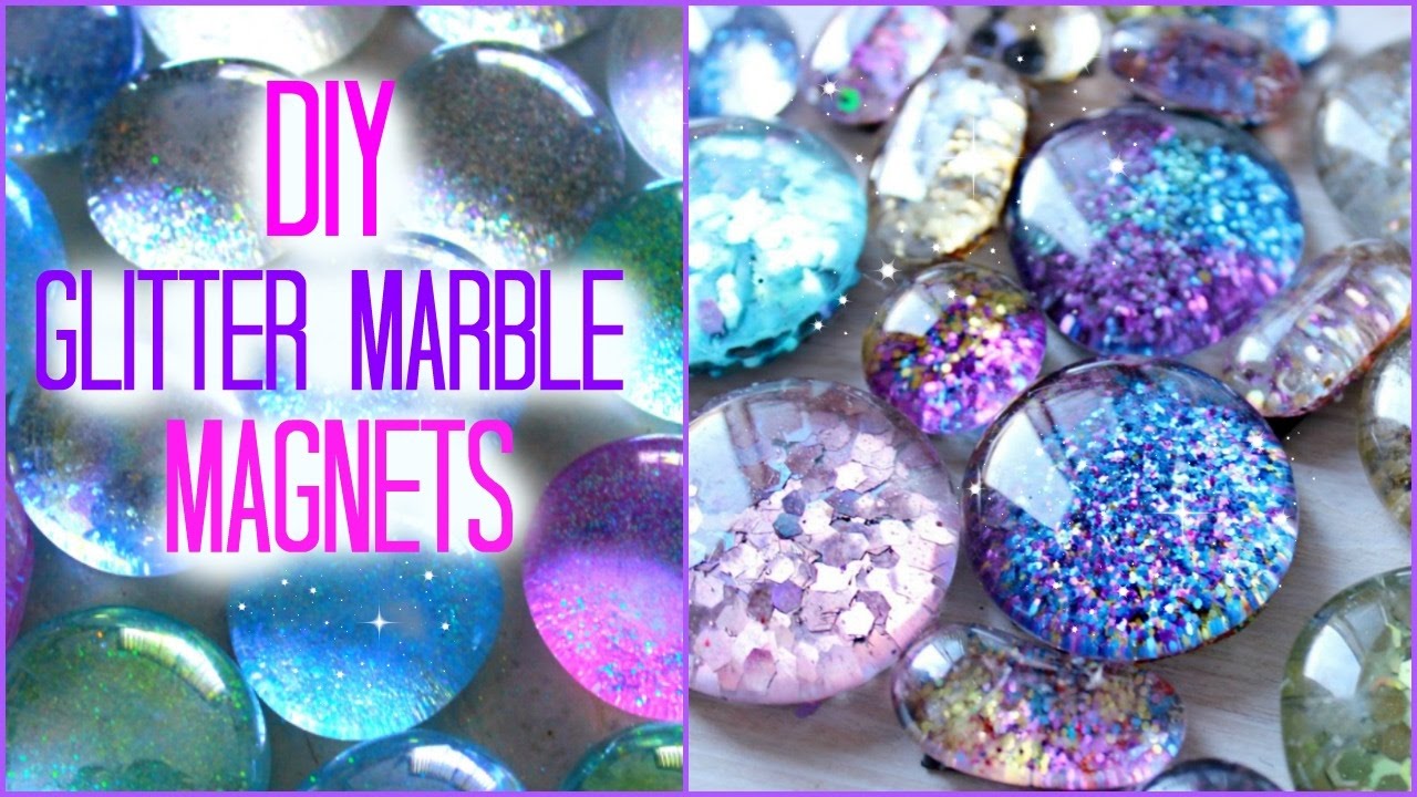 DIY Glitter Marble Magnets