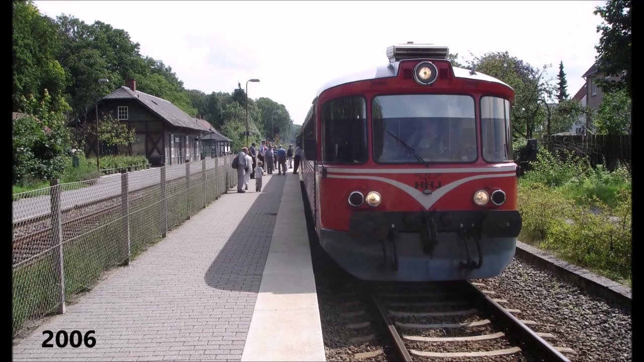 Billedserie fra Fruens Bøge station og sporet til Dalum Papirfabrik.
