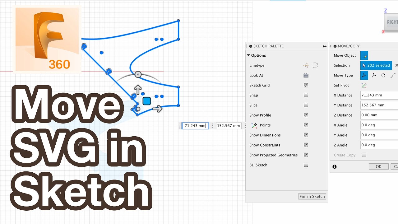 How to Move locked SVG in Fusion 360