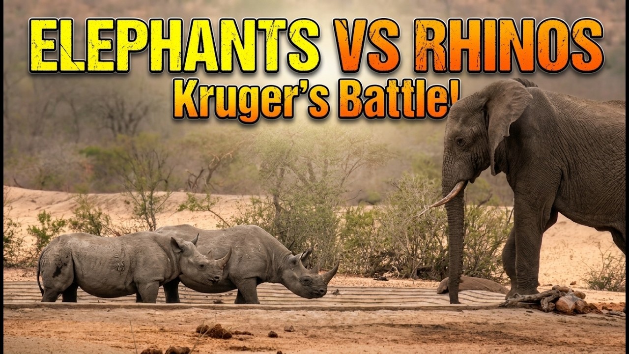 Elephant and Rhino in Kruger National Park  |  4K UltraHD Stock Footage