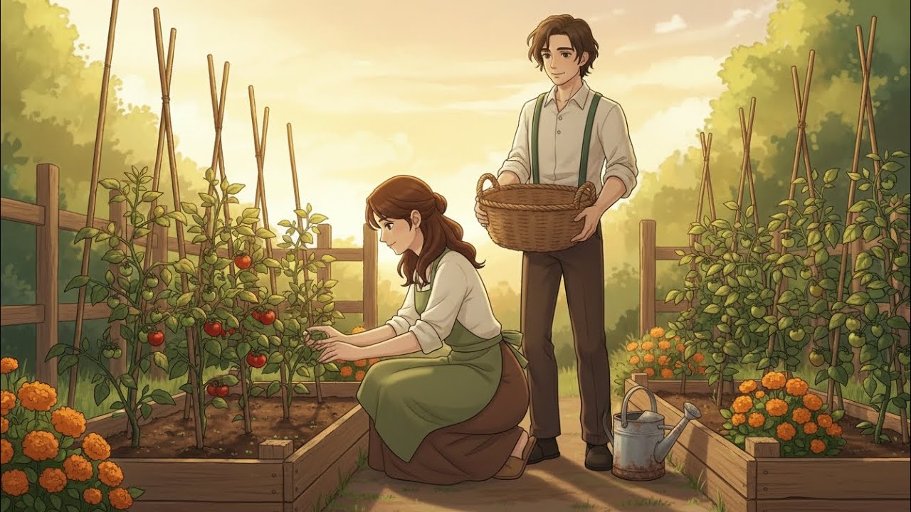 Tending the Garden at Golden Hour Cooking a Simple Supper for Two | Moonlit Ghibli Days 