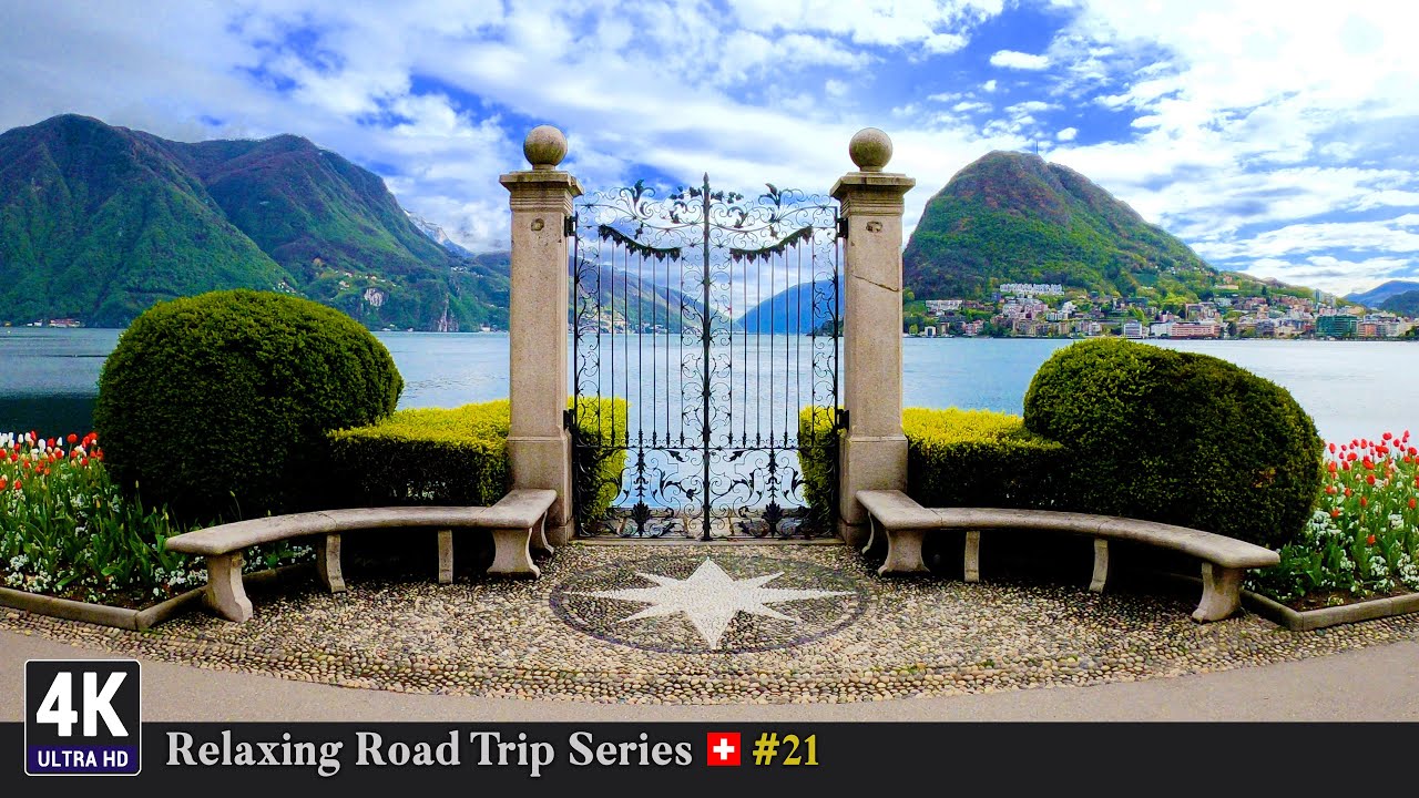 Lugano 4K, Canton of Ticino 🇨🇭 Relaxing Road Trip & Virtual City Walking Tour in Switzerland Ep#21