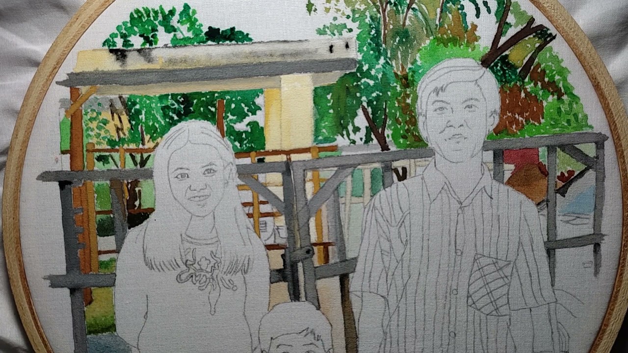 Sibling embroidery portrait