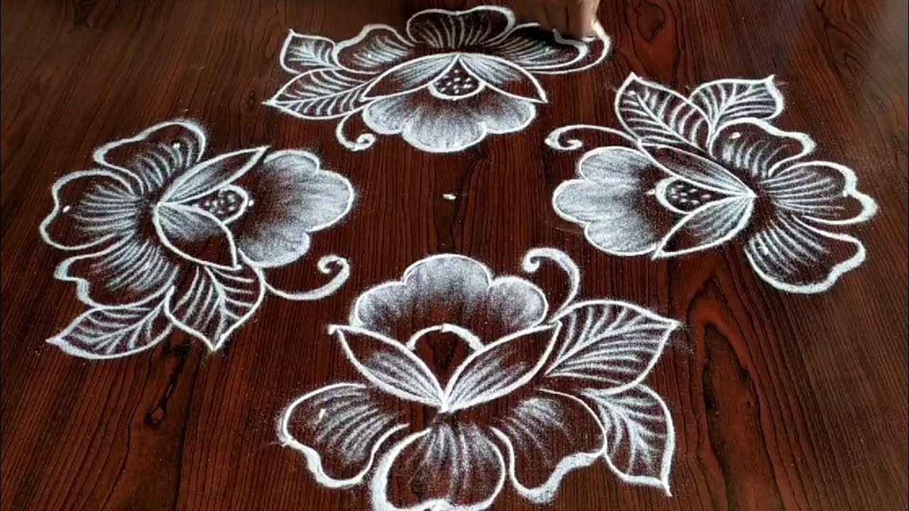 Simple Easy Latest flower rangoli (9×1) dot's...