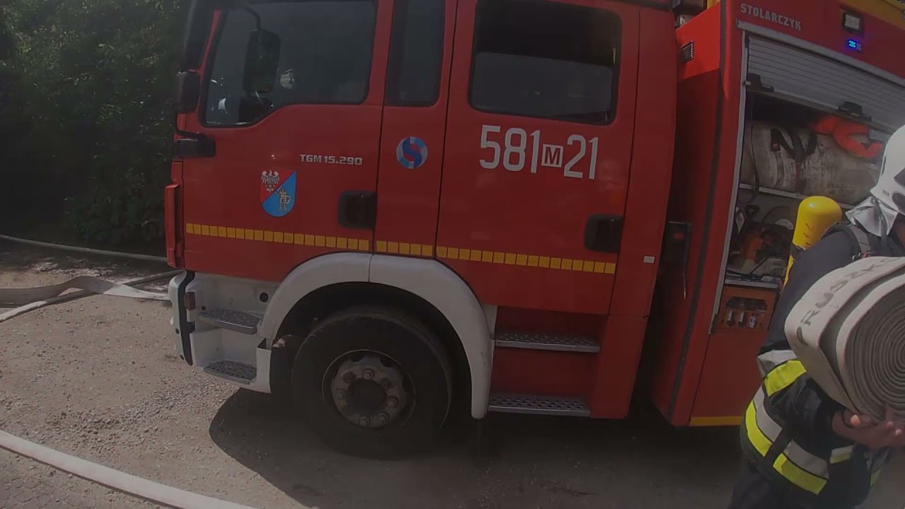 POŻAR KURNIKA - Początkowa faza działań [Helmet Cam]