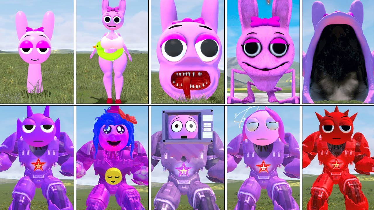 EVOLUTION OF ALL NEW PINKI (PINK) SPRUNKI VS NEW MECHA TITAN RADDY,DOEY_FE,ROSE,LILY,IN GARRY'S MOD!