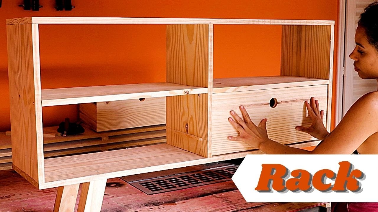 Como fazer rack com duas gavetas espaçosas.